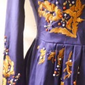 Vintage Shirt Collar Embroidered Beaded Dress For Women