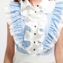 Vintage Shirt Collar Single Breasted Flounce Color Splicing Sleeveless Dress For Women