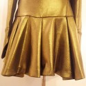 Vintage Slash Neck Long Sleeves Solid Color Pleated Dress For Women