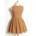 Vintage Sleeveless Jewel Neck Solid Color Dress For Women
