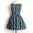 Vintage Sleeveless Printed A-Line Dress For Women