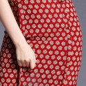 Vintage Stand Collar Half Sleeves Print Slit Dress For Women