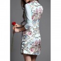 Vintage Stand-Up Collar Long Sleeves Embroidered Dress For Women