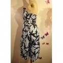 Vintage Strapless Print Zippered Pleated Dress For Women