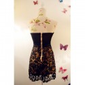 Vintage Strapless Sleeveless Lace Splicing Dress For Women