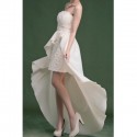 Vintage Strapless Solid Color Rose Asymmetric Prom Dress For Women