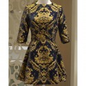 Vintage Style Round Neck Floral Embroidery Half Sleeve Women's Dress