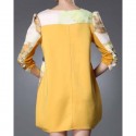 Vintage Style Scoop Neck 3/4 Sleeve Printed Women's Dress