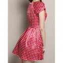 Vintage Style Scoop Neck Short Sleeve Plaid Women's Dress