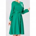 Vintage Style V-Neck Solid Color Lace-Up Long Sleeve Women's Dress