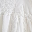 Vintage Sweetheart Neck Flare Sleeves Voile Splicing White Lace Dress For Women