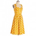Vintage Sweetheart Neck Sleeveless Polka Dot Dress For Women
