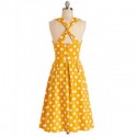 Vintage Sweetheart Neck Sleeveless Polka Dot Dress For Women