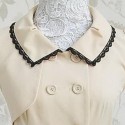 Vintage Turn-Down Collar Short Sleeves Double Breasted Lace Splicing Dress For Women
