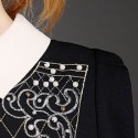 Vintage Flat Collar 3/4 Sleeves Embroidered Dress For Women