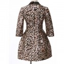 Vintage Flat Collar 3/4 Sleeves Leopard Print Dress For Women