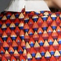 Vintage Flat Collar Half Sleeve Geometric Pattern Women's Dress
