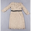 Vintage Jewel Neck 3/4 Length Sleeves Embroidered Dress For Women