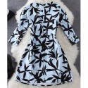 Vintage Jewel Neck 3/4 Length Sleeves Faux Twinset Printed Dress For Women