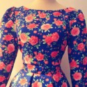 Vintage Jewel Neck 3/4 Length Sleeves Printed Jacquard Dress For Women