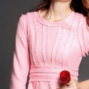 Vintage Jewel Neck 3/4 Length Sleeves Solid Color Dress For Women