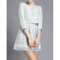 Vintage Jewel Neck 3/4 Sleeves Lace Splicing Dress For Women