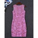 Vintage Jewel Neck Embroidered Sleeveless Dress For Women