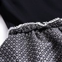 Vintage Jewel Neck Half Sleeves Color Splicing Drawstring Dress For Women