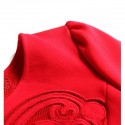 Vintage Jewel Neck Half Sleeves Embroidered Solid Color Dress For Women