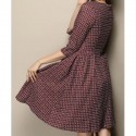 Vintage Jewel Neck Half Sleeves Print Dress For Women
