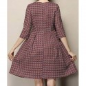 Vintage Jewel Neck Half Sleeves Print Dress For Women