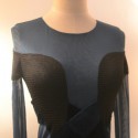 Vintage Jewel Neck Long Sleeves Color Splicing Dress For Women