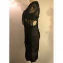 Vintage Jewel Neck Long Sleeves Hollow Out Fringe Dress For Women