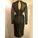 Vintage Jewel Neck Long Sleeves Hollow Out Fringe Dress For Women