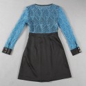 Vintage Jewel Neck Long Sleeves Lace Splicing A-Line Dress For Women