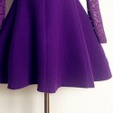 Vintage Jewel Neck Long Sleeves Lace Splicing Woolen Dress For Women