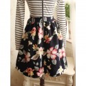 Vintage Jewel Neck Long Sleeves Printed Striped Splicing Dress For Women