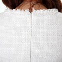 Vintage Jewel Neck Long Sleeves White Flounce Dress For Women
