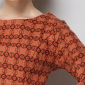 Vintage Jewel Neck Print Long Sleeves Dress For Women