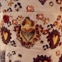Vintage Jewel Neck Short Sleeves Jacquard Beaded Dress For Women