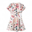 Vintage Jewel Neck Short Sleeves Print Dress For Women