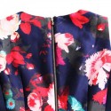 Vintage Jewel Neck Sleeveless Flowers Printed Dress For Women