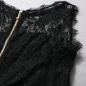 Vintage Jewel Neck Sleeveless Lace Splicing Leopard Asymmetric Dress For Women