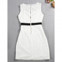 Vintage Jewel Neck Sleeveless Solid Color Hollow Out Dress For Women