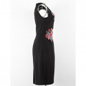 Vintage Keyhole Neck Embroidered Sleeveless Bodycon Dress For Women