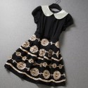 Vintage Peter Pam Collar Short Sleeves Handmade Floral Dress For Women