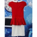 Vintage Peter Pan Collar Double Breasted Color Splicing Flounce Dress For Women
