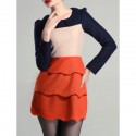 Vintage Peter Pan Collar Long Sleeves Color Splicing Dress For Women