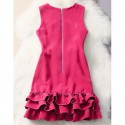Vintage Round Collar Sleeveless Solid Color Women's Dress