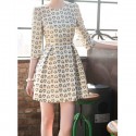 Vintage Round Neck 3/4 Sleeves Heart Print Dress For Women